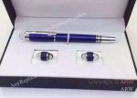 Copy Mont Blanc Pen and Cufflink Set - Blue Rollerball Pen & Blue Cufflinks